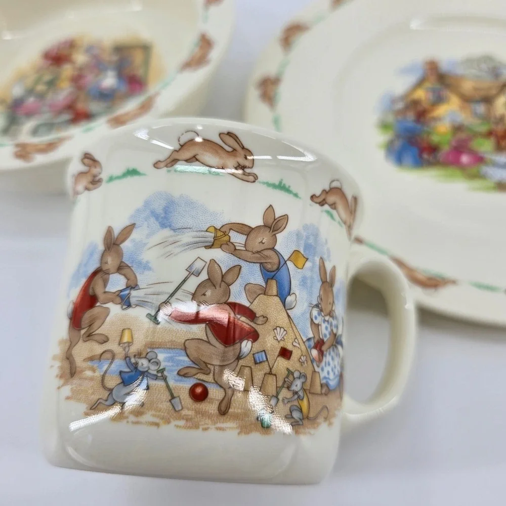 Royal Doulton Bunnykins Dinnerware Set Kids 4pc Bone‎ China Mugs Plate Bowl
